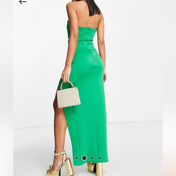 Asos design green sweetheart ruched gown SZ 10 - Picture 2 of 4